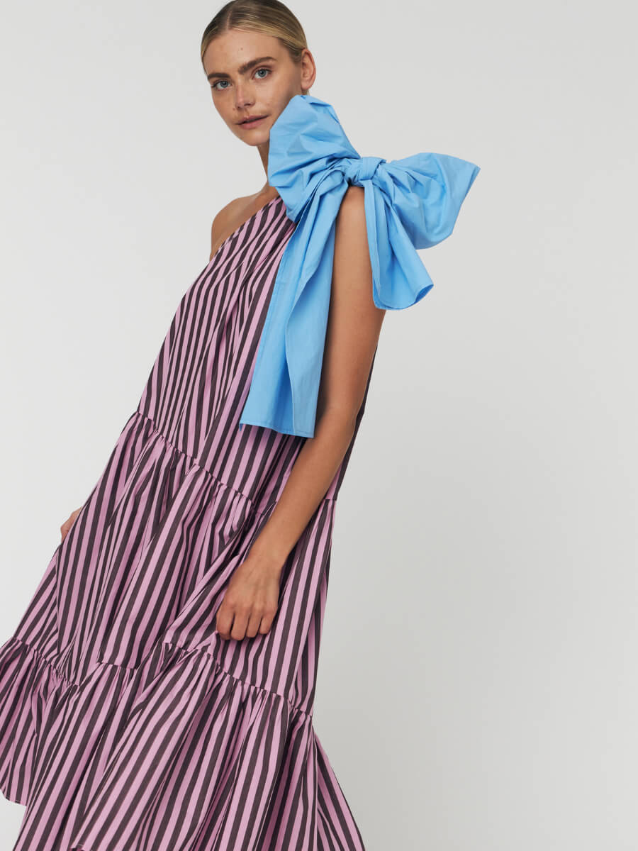 STELLA NOVA
Striped Bow Midi Dress