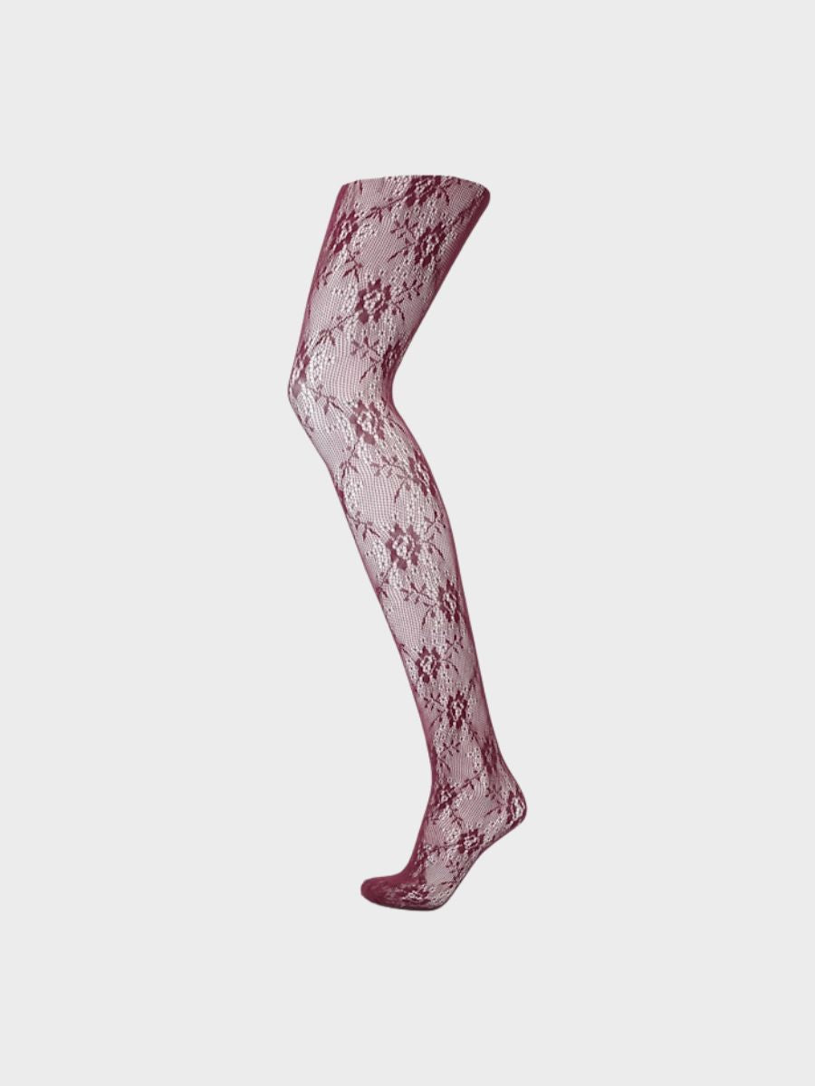 Lace Tights - Burgundy
