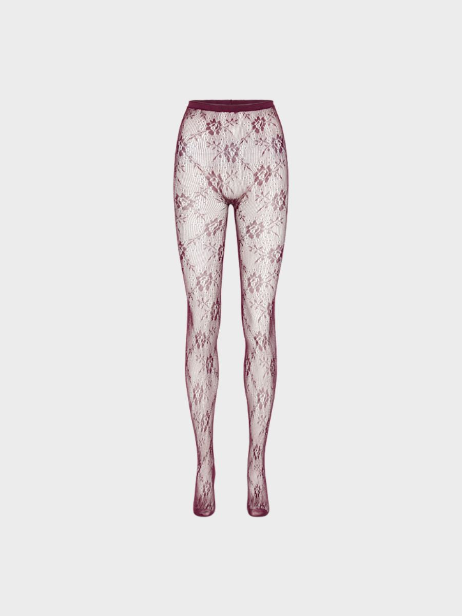 Lace Tights - Burgundy