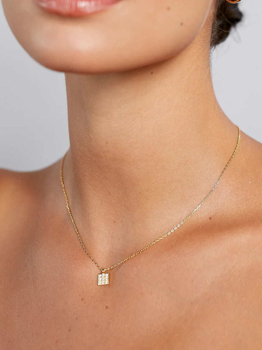Anni Lu Nine Dots Necklace - Gold Crystal