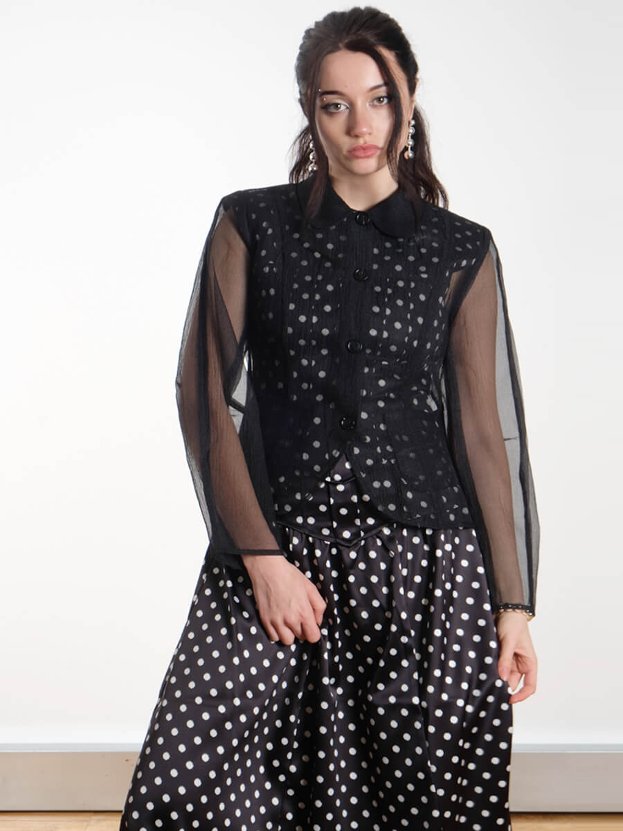 GANNI
Polka-Dot Satin Corset Skirt