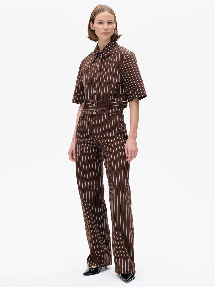 BAUM UND PFERDGARTEN - Noila Jeans Majsa Shirt - Creme Brown Pinstripe