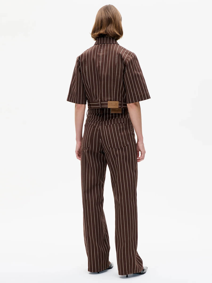 BAUM UND PFERDGARTEN - Noila Jeans Majsa Shirt - Creme Brown Pinstripe