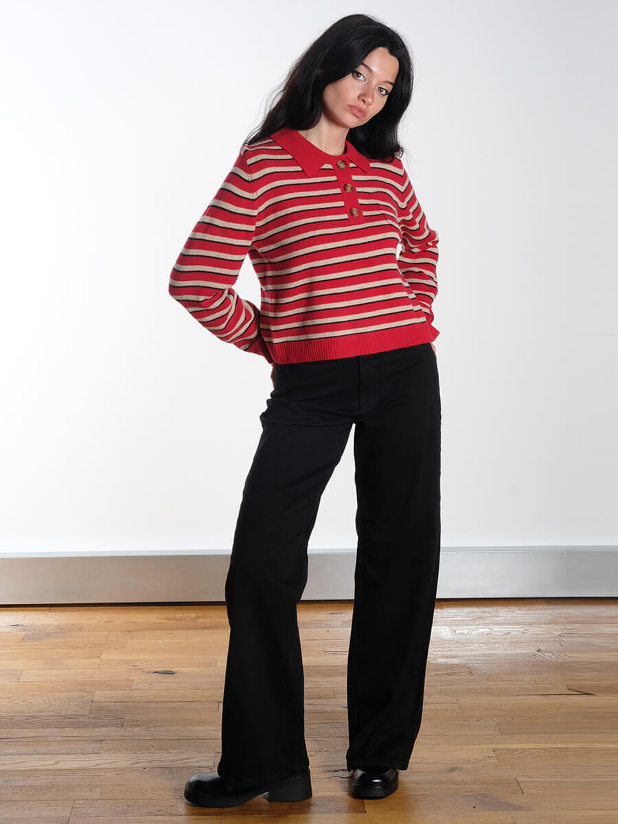 Cori Sweater - Crimson Red Stripe