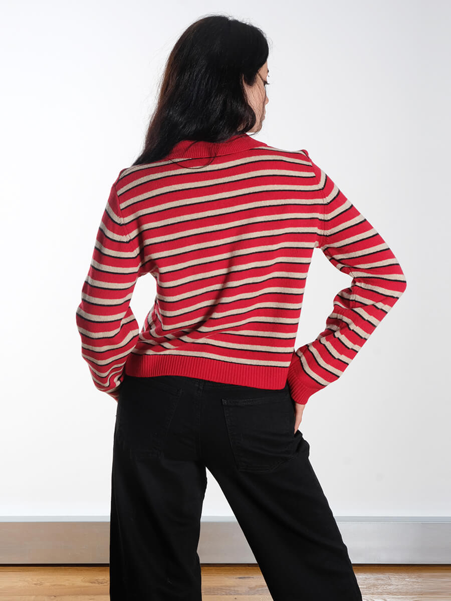 Baum und Pferdgarten - Cori Sweater - Crimson Red Stripe Nicette Jeans - Black Denim Bukela - Palma Boots - Black