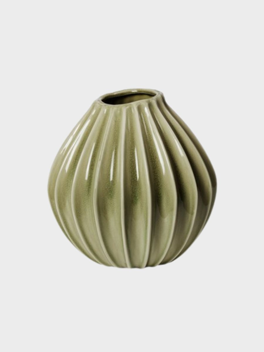 Broste Copenhagen - Wide Vase - Dry Sage - M