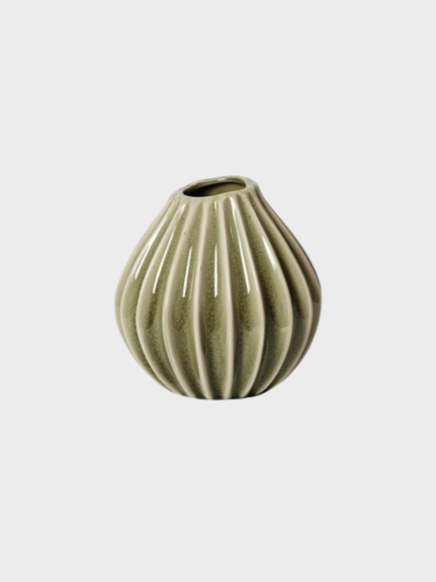 Broste Copenhagen - Wide Vase - Dry Sage - S