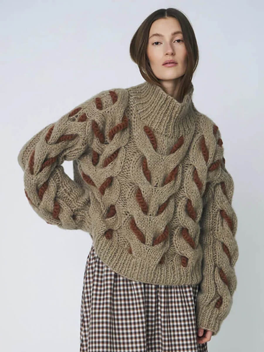 DAWN X DARE - Honey Cable Knit Jumper - Khaki
