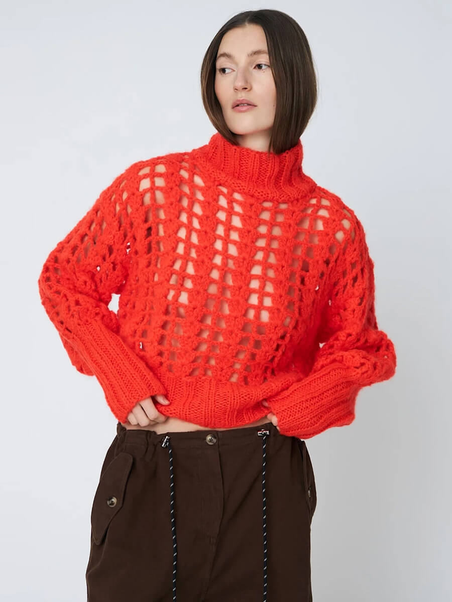 DAWN X DARE - Erica Crochet Jumper - Chili