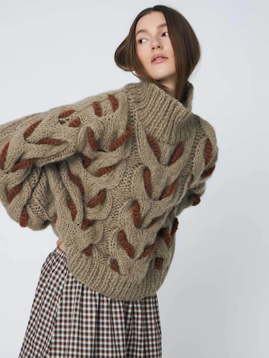 DAWN X DARE
Honey Cable Knit Jumper - Khaki