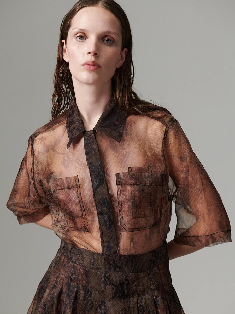 DAY Birger et Mikkelsen Chai Organza Skirt - Brown Snakey