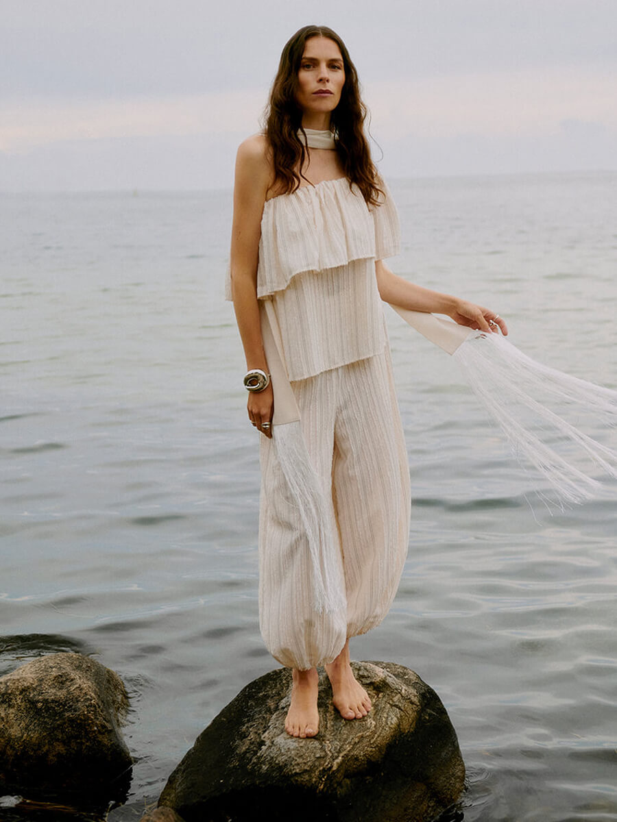 Hera Raw Stripes Top - Jet Stream