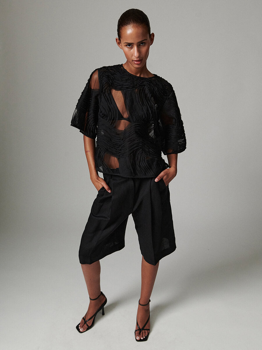 Day Birger et Mikkelsen Tatiana Crotchet Lacy Top - Black