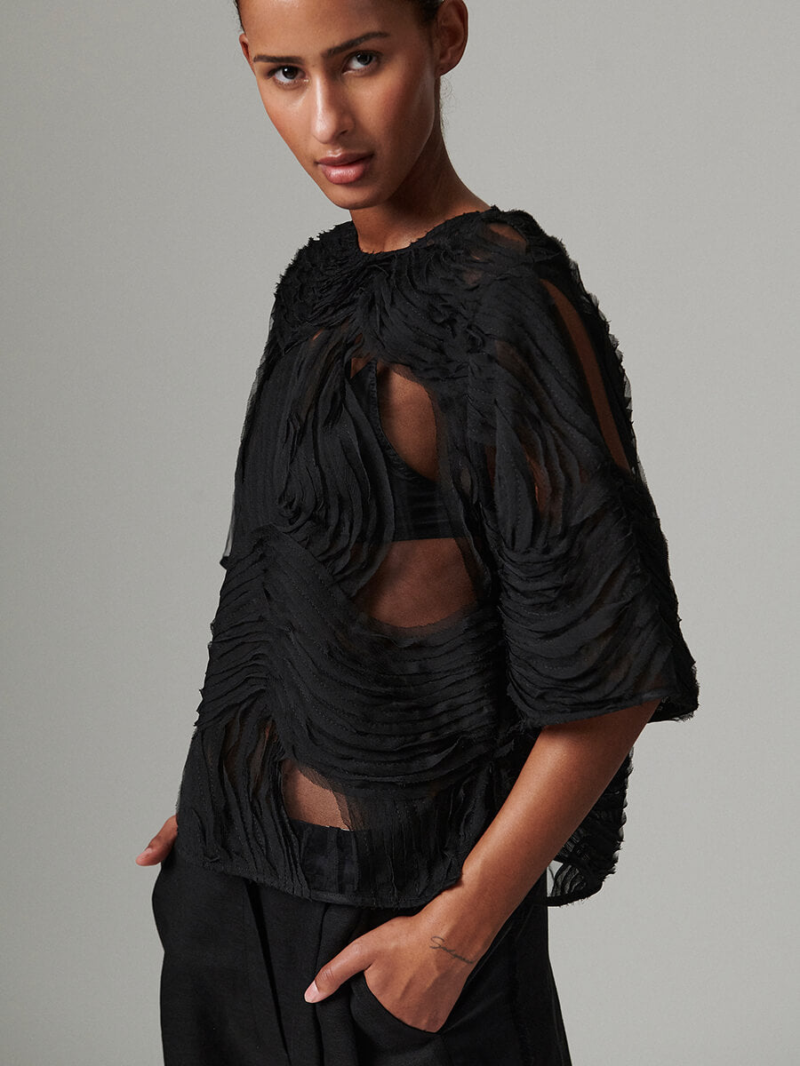 Day Birger et Mikkelsen Tatiana Crotchet Lacy Top - Black