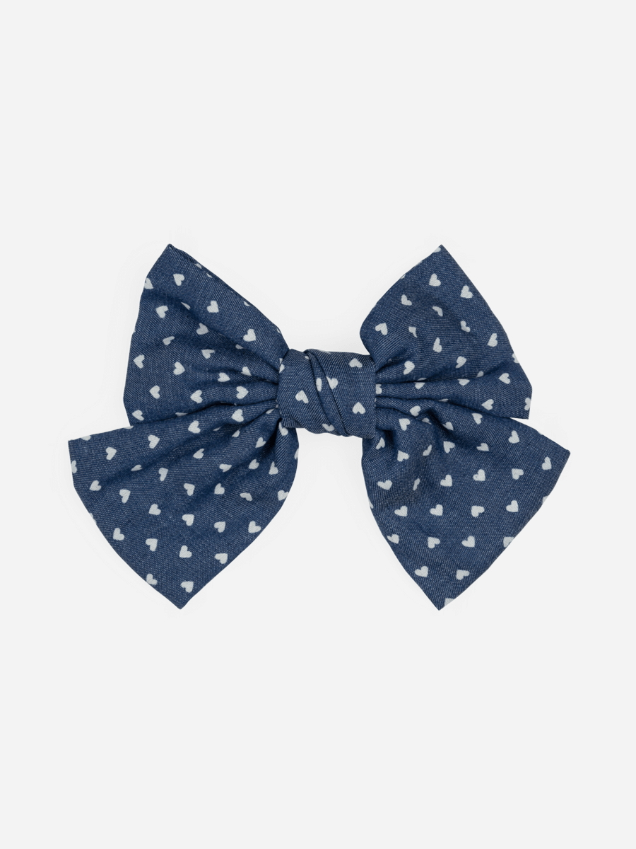 Sui Ava Denim Bow Hairclip - Hearts