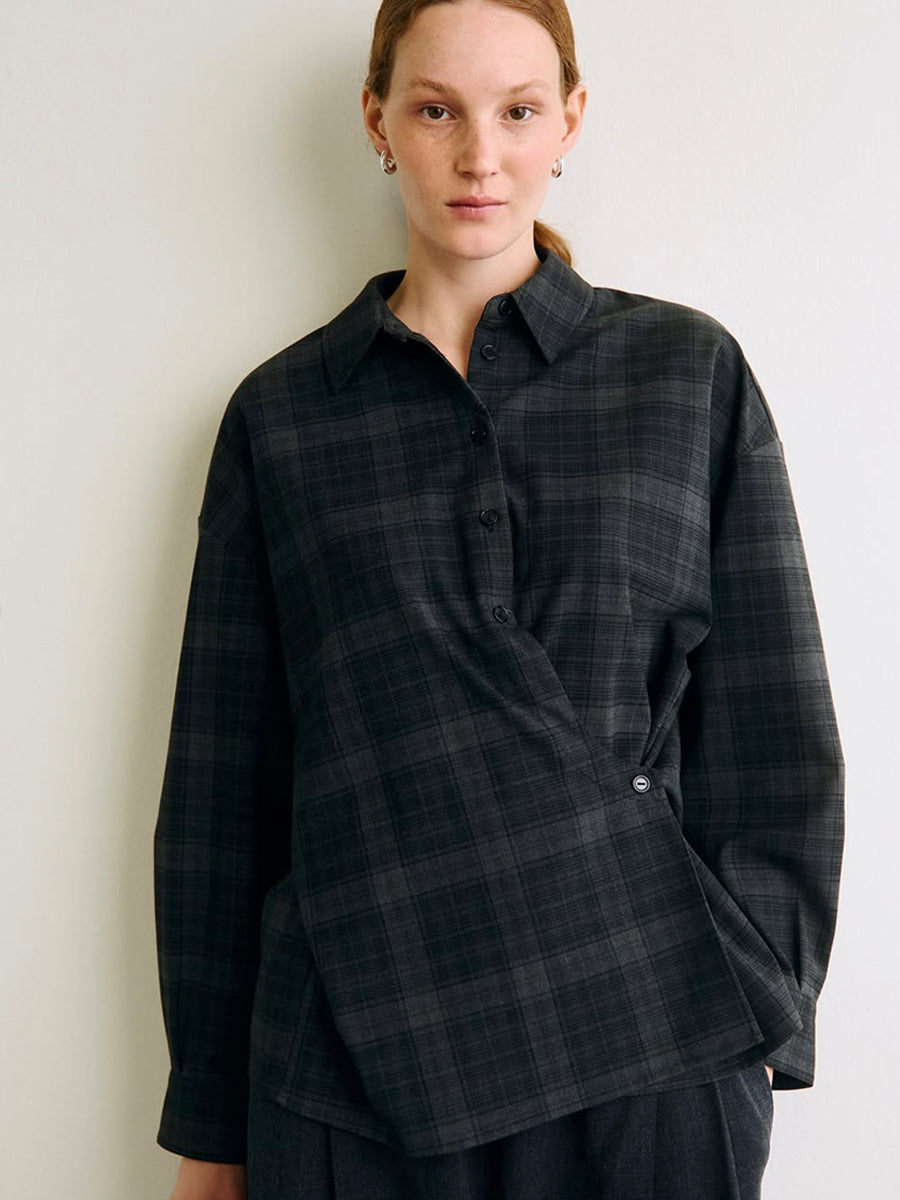 OBJECT - Diena Shirt - Check Gun Metal
