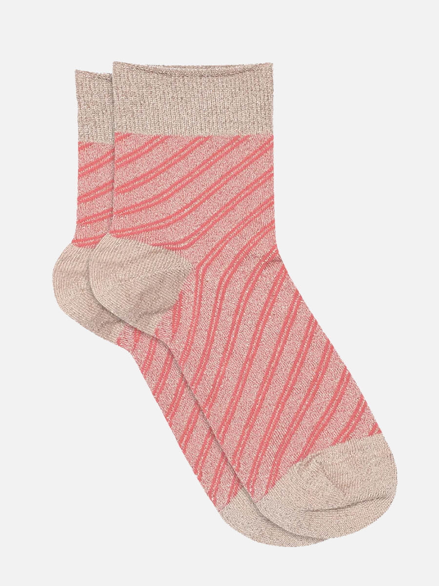 MP Denmark Elisa Glitter Short Socks - Flamingo Coral