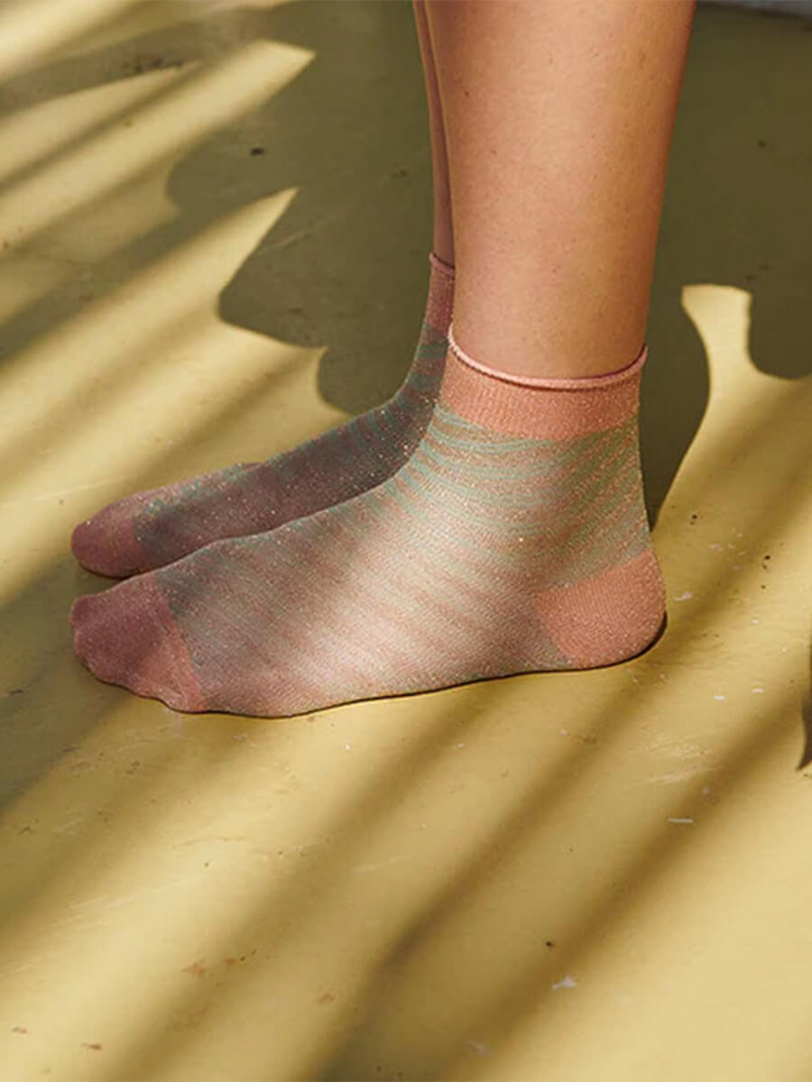 MP Denmark Elisa Glitter Short Socks - Guava