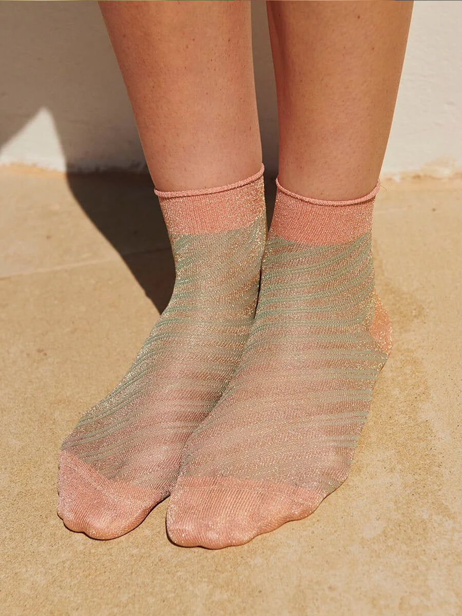 MP Denmark Elisa Glitter Short Socks - Guava