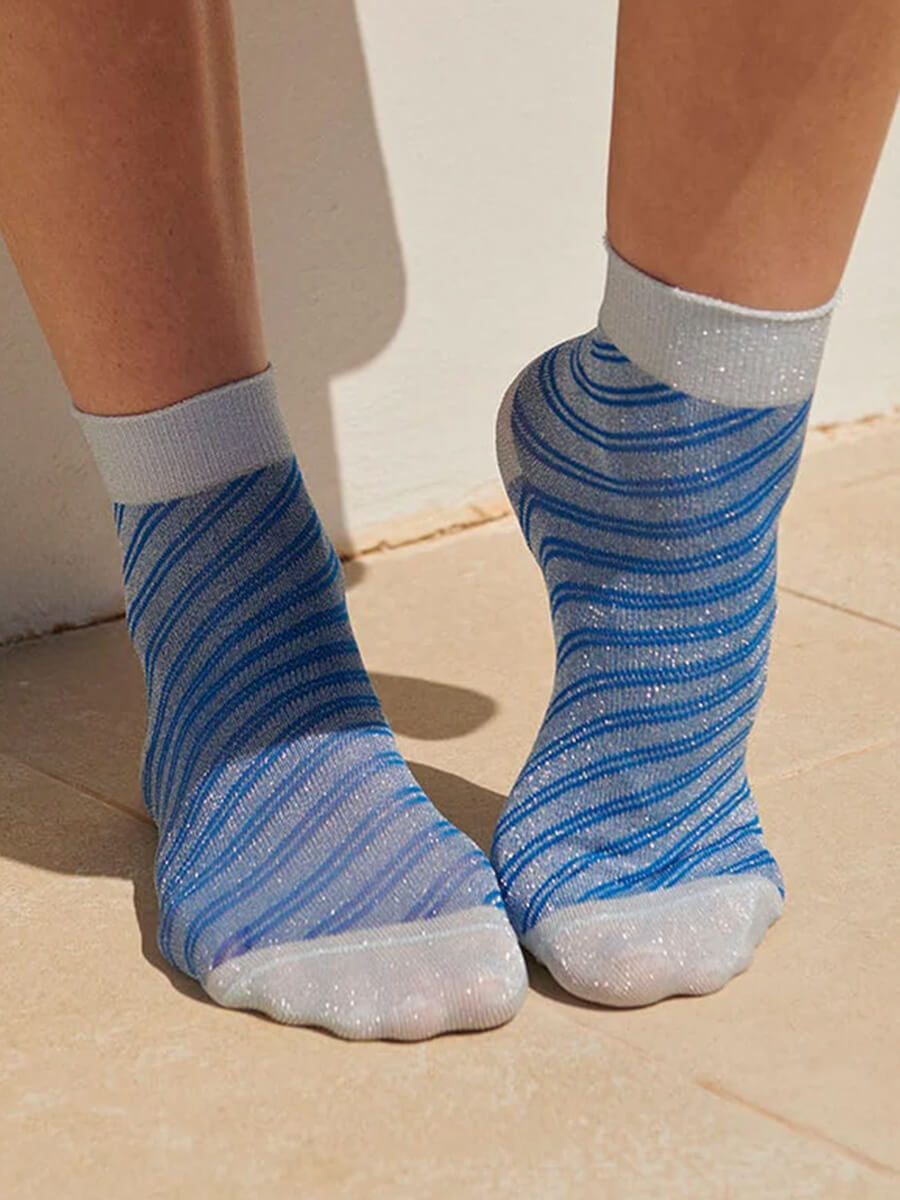 MP Denmark Elisa Glitter Short Socks - Nautical Blue