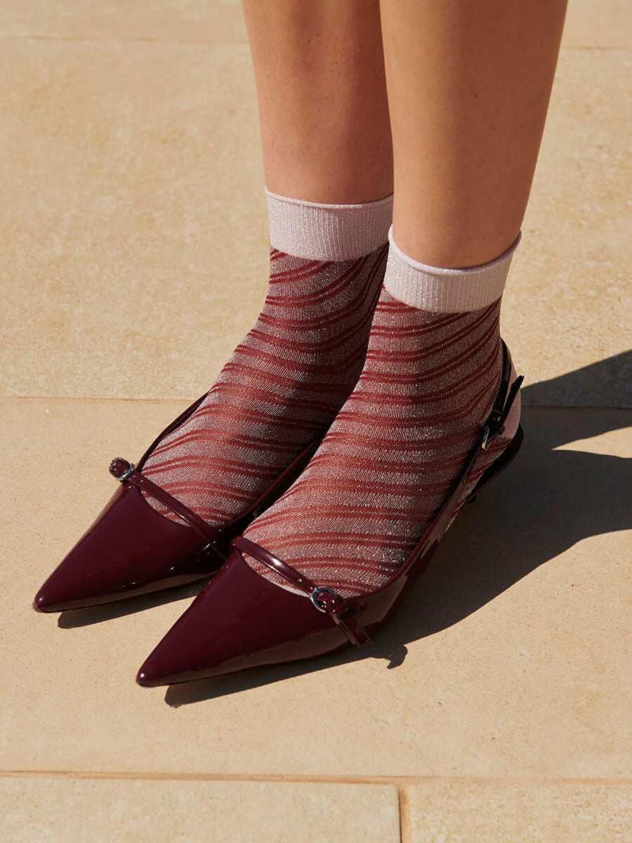 MP Denmark Elisa Glitter Short Socks - Wine Red