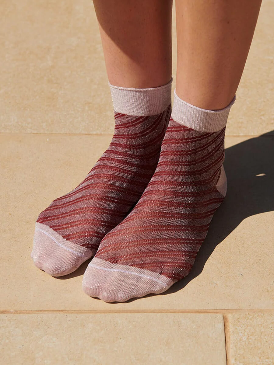 MP Denmark Elisa Glitter Short Socks - Wine Red