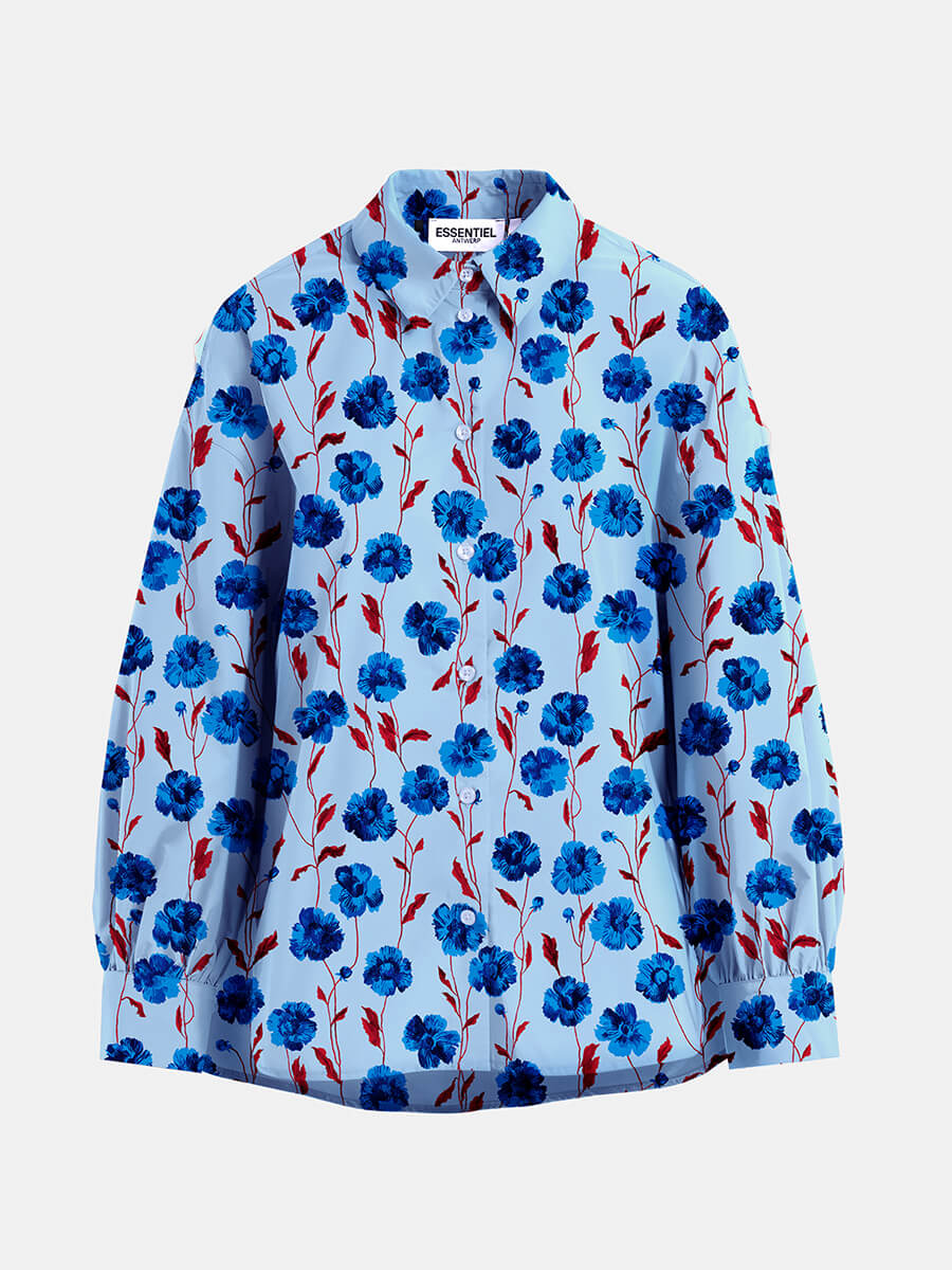 Essemtiel Antwerp hebiba shirt blue floral b