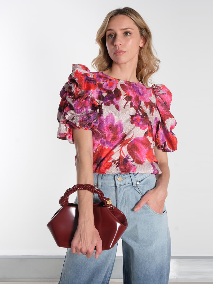 GANNI
Small Ganni Bou Bag - Burgundy Oleatex