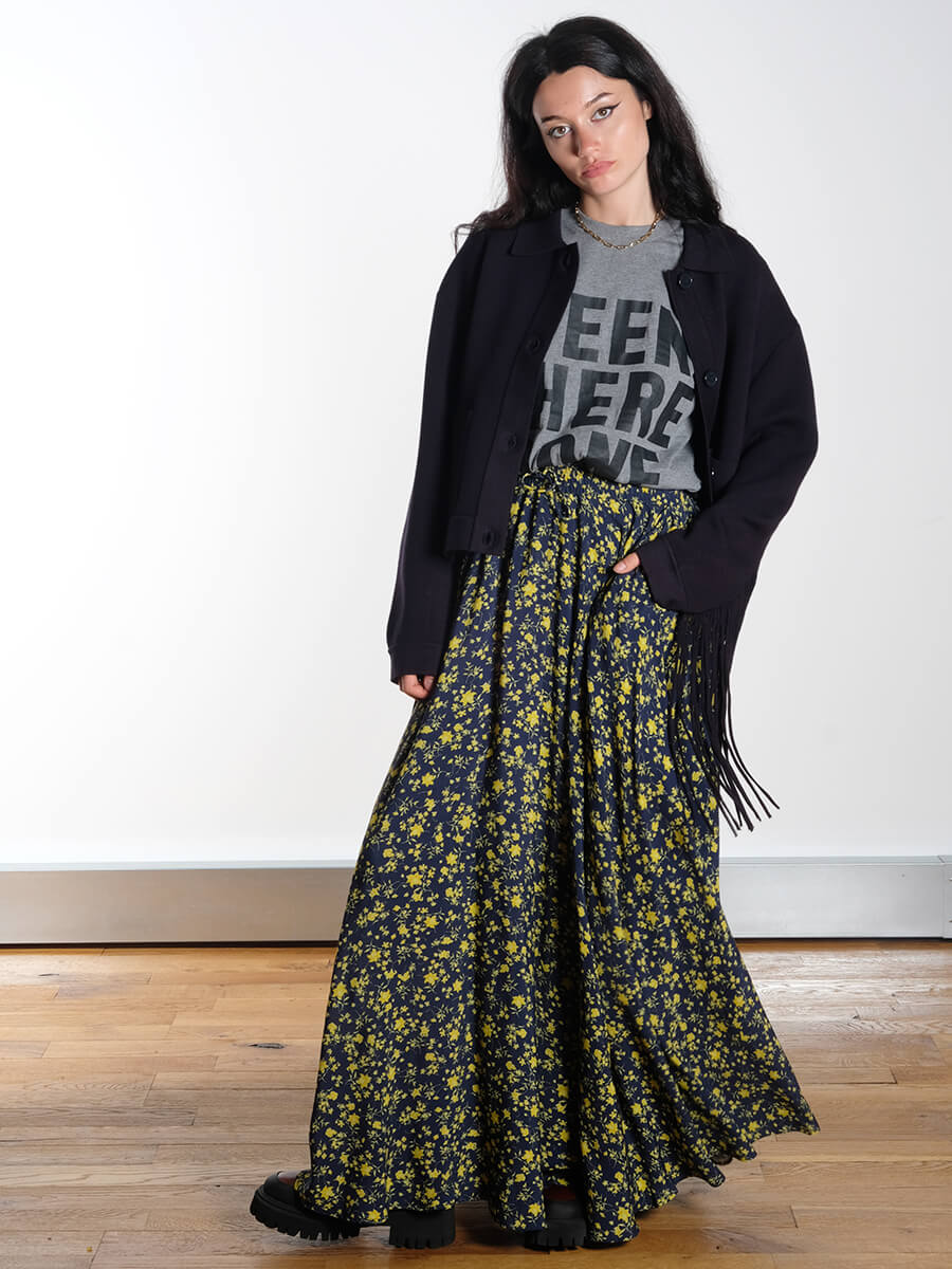 Essentiel Antwerp - Istern Knitted Jacket - Navy- Ibaby T-shirt - Iliene Skirt - Navy