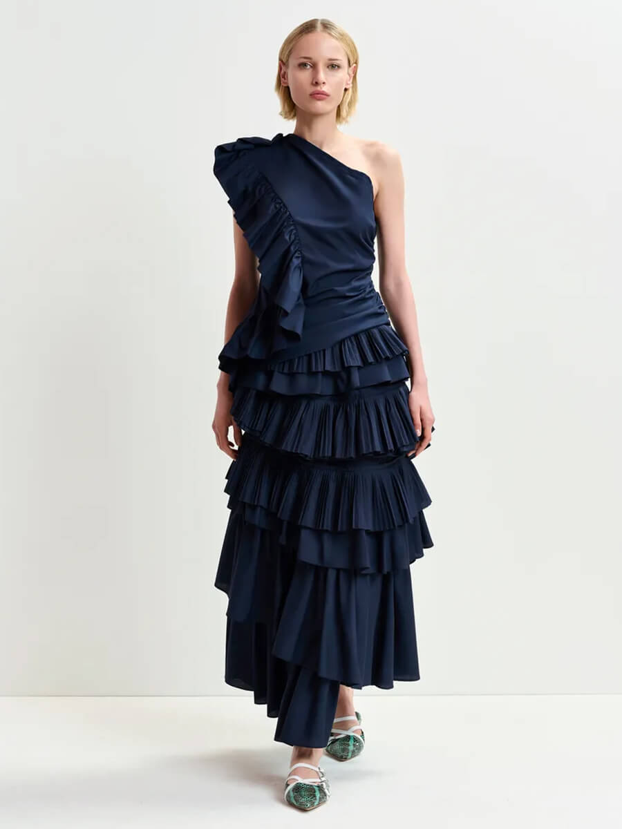 Essentiel Antwerp Hayden Ruffle Skirt - Dark Sapphire
