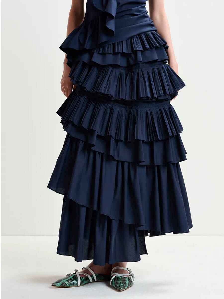 Essentiel Antwerp Hayden Ruffle Skirt - Dark Sapphire