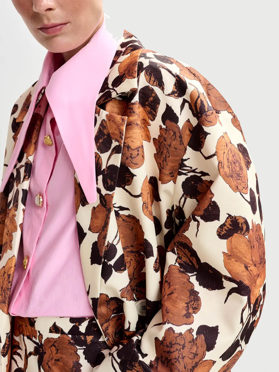 Essentiel Antwerp Junta Coat - Brown flowers