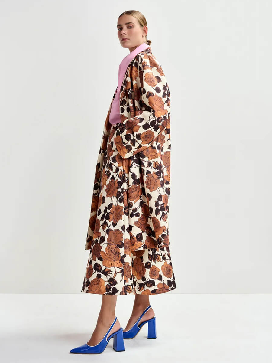 Essentiel Antwerp Junta Coat - Brown flowers