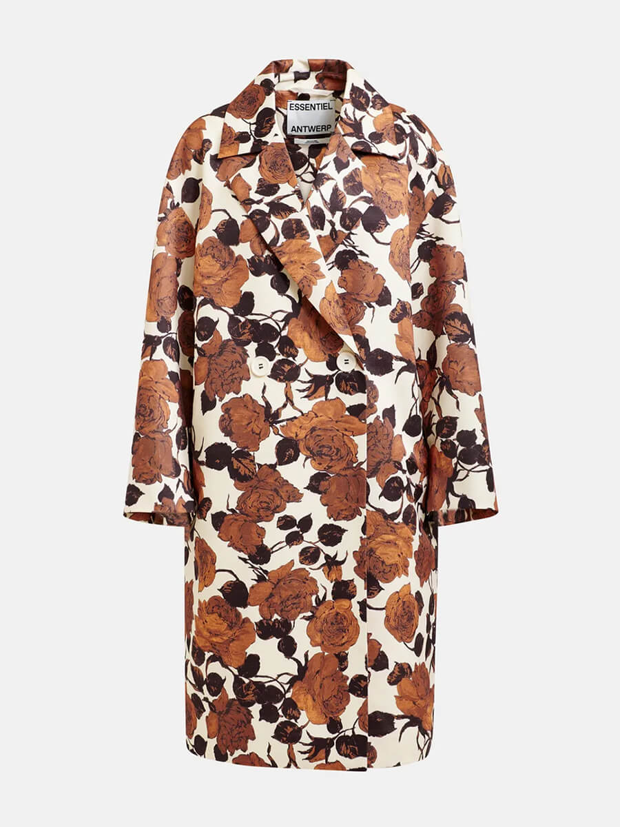 Essentiel Antwerp Junta Coat -Brown flowers