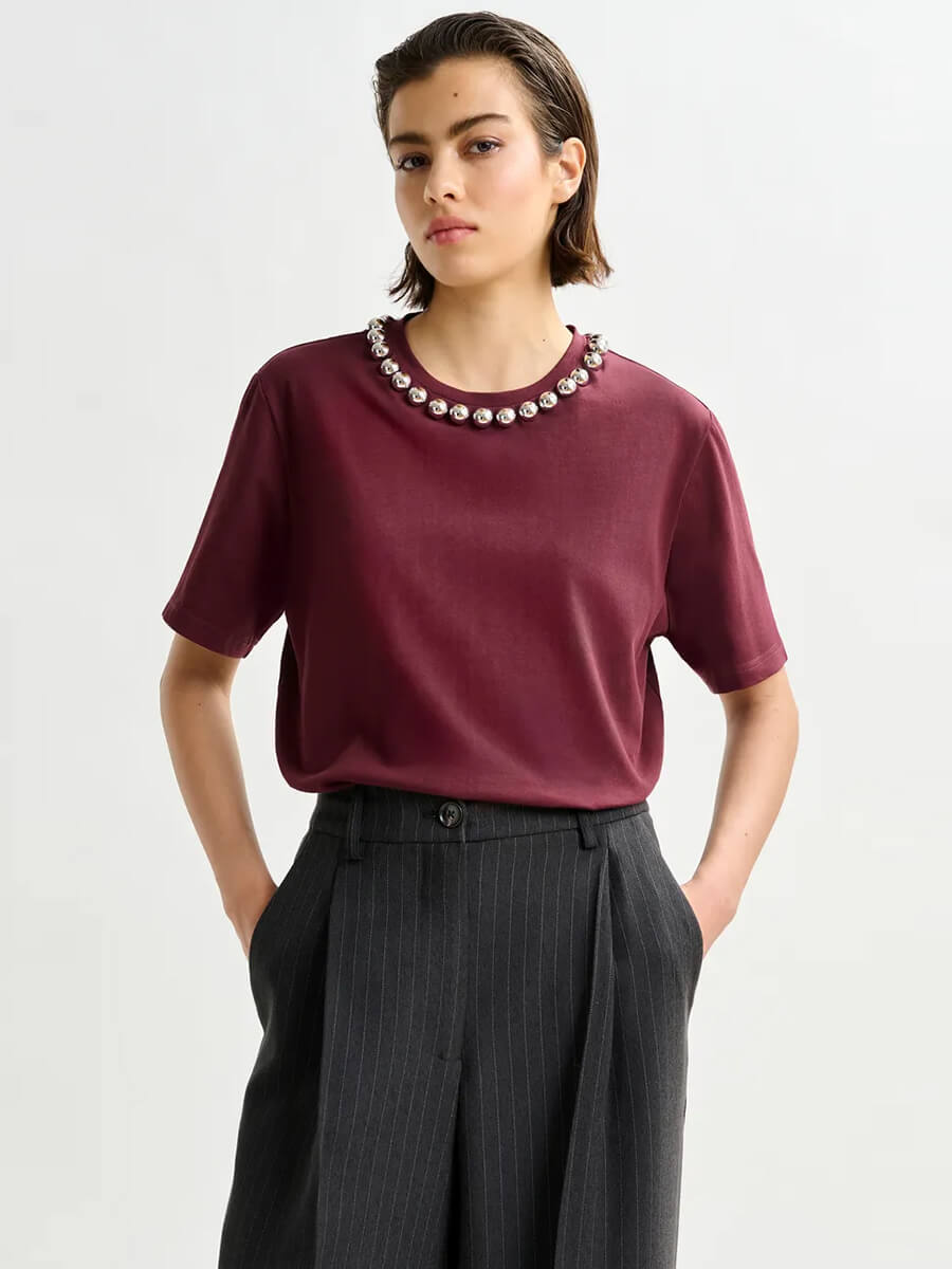 Essentiel Antwerp - Intenso T-shirt - Burgundy