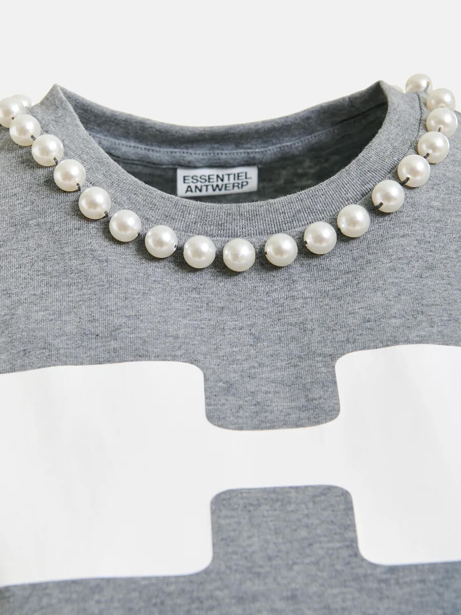 Essentiel Antwerp - Isos T-shirt - Grey/White