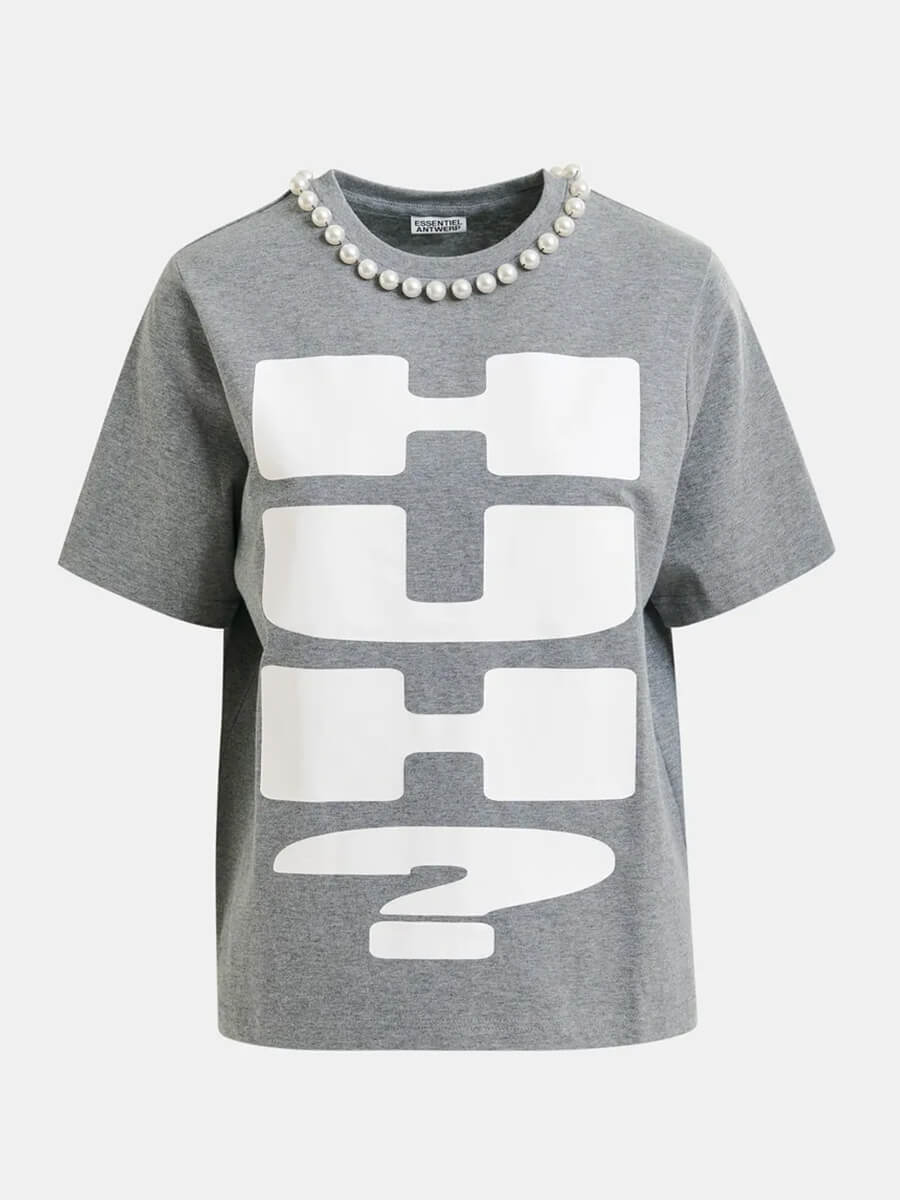 Essentiel Antwerp - Isos T-shirt - Grey/White