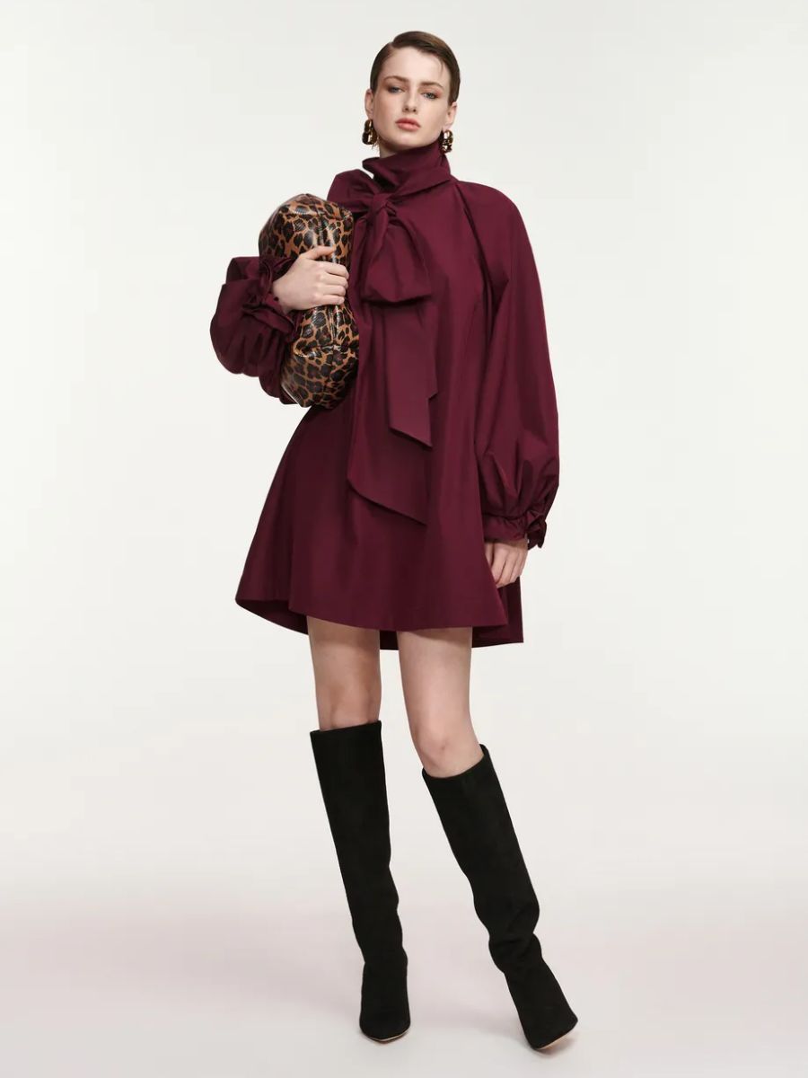 Essentiel Antwerp - Khai Pussy Bow Dress - Wine Not