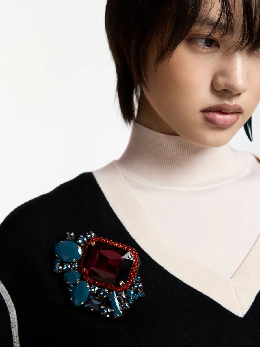Essentiel Antwerp - Kube Stones Brooch - Brown Sugar