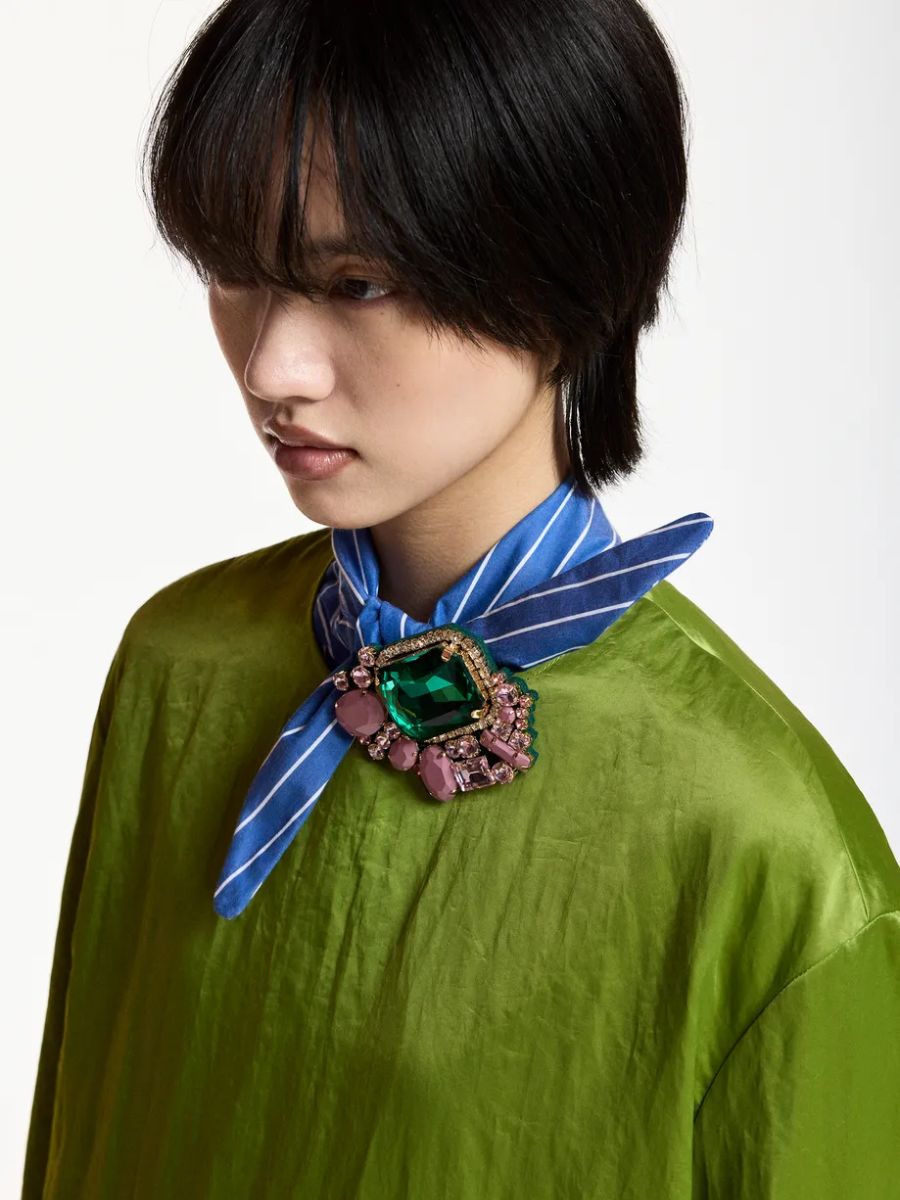 Essentiel Antwerp - Kube Stones Brooch - Forest Whisper