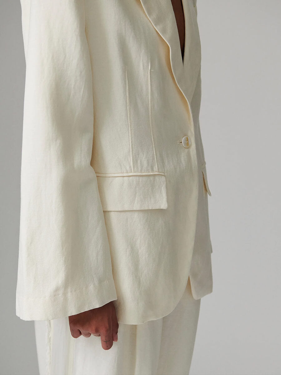 Day Birger et Mikkelsen Fiona Contrast Linen Blazer - Jet Stream