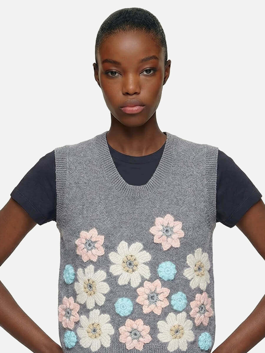 GANNI Cotton Cashmere Flower Vest