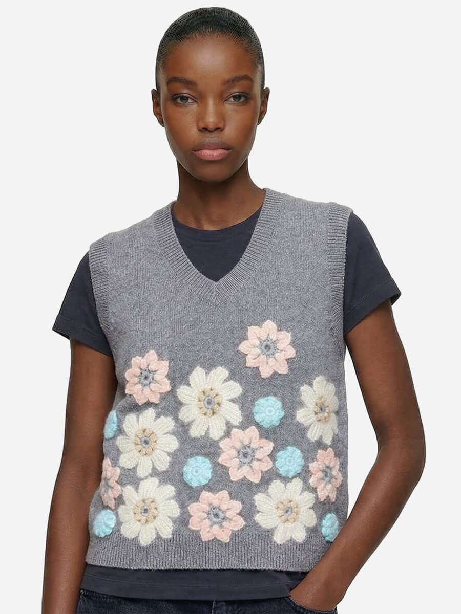 GANNI Cotton Cashmere Flower Vest