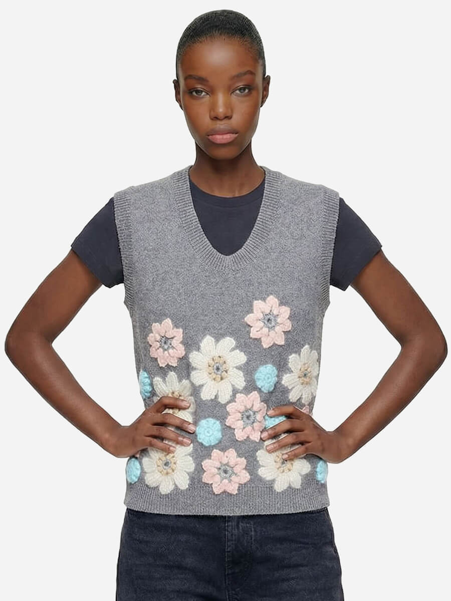 GANNI Cotton Cashmere Flower Vest