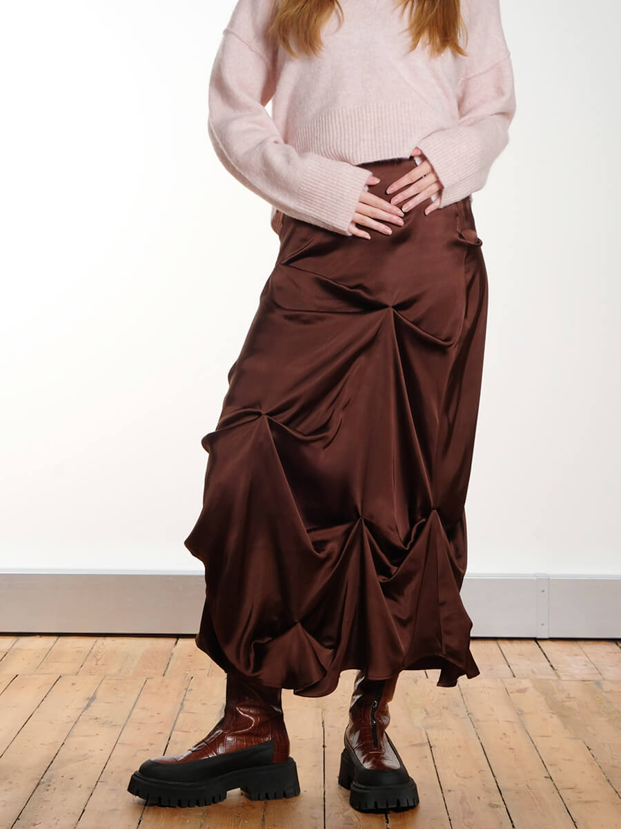 GANNI
Draped Skirt - Chicory Brown