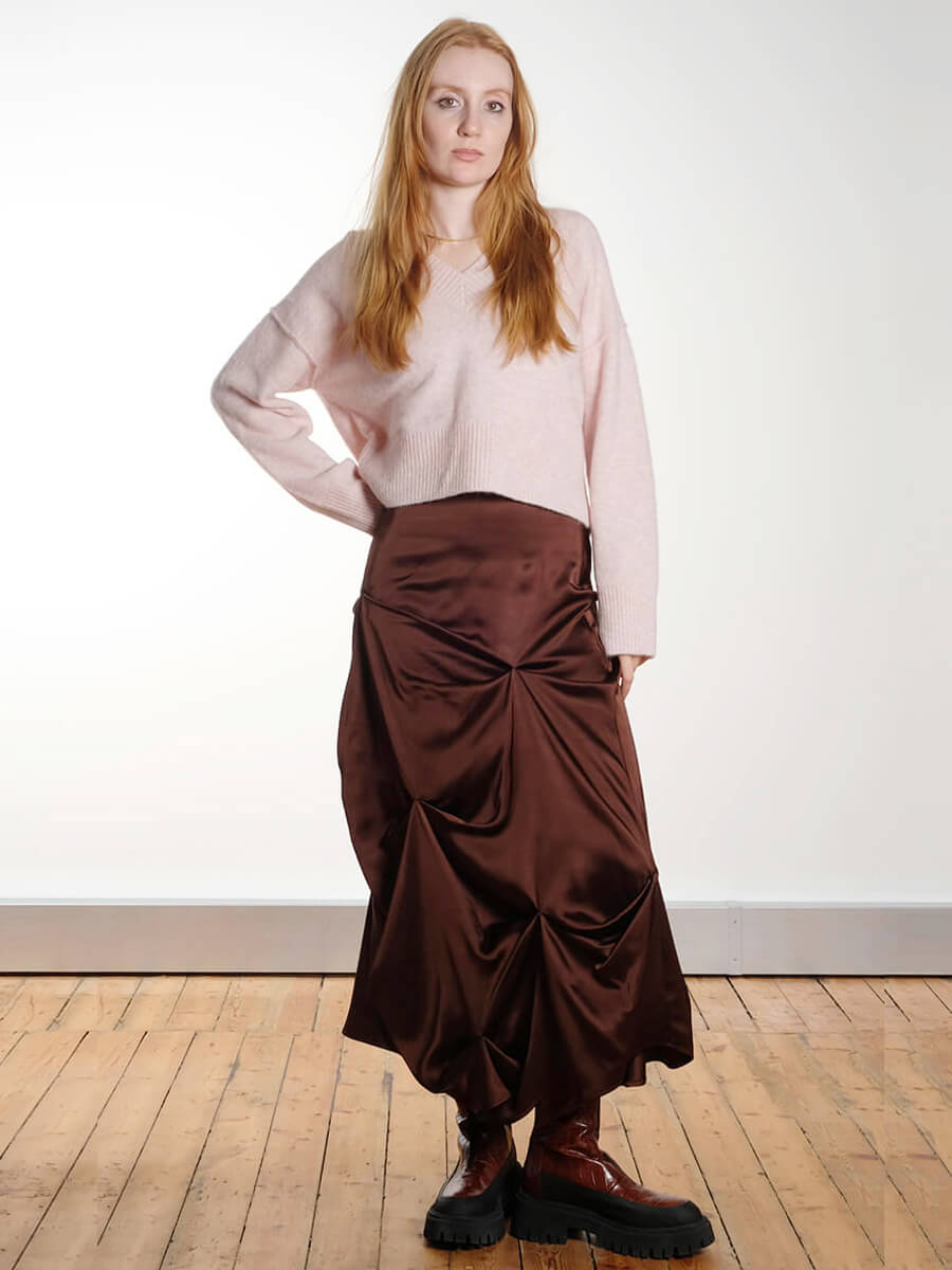 GANNI
Draped Skirt - Chicory Brown