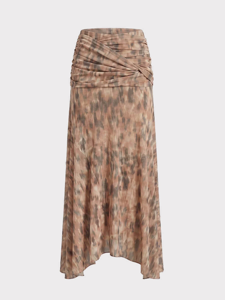 GANNI
Marl Mesh Draped Long Skirt - Burro
