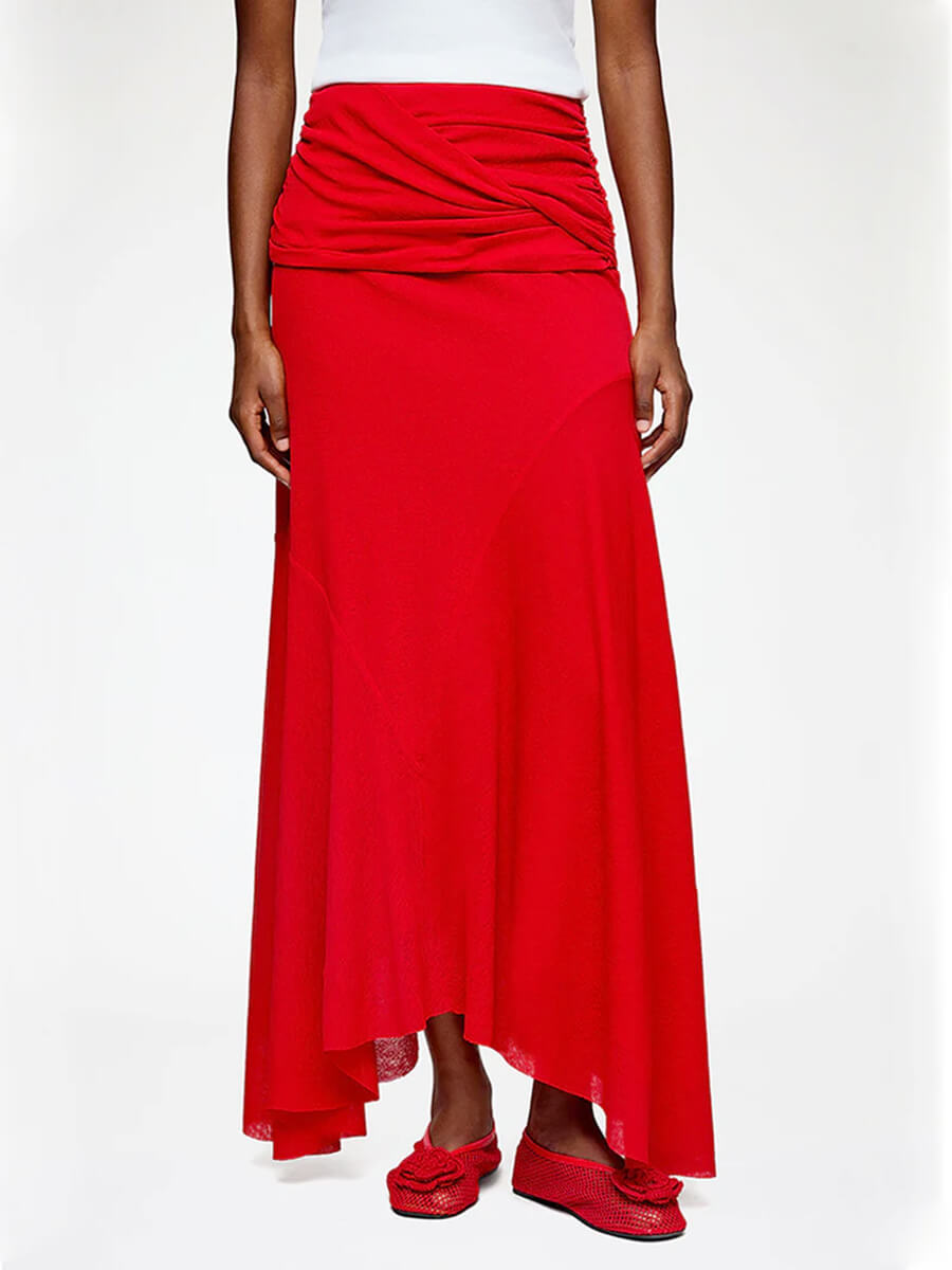 GANNI
Marl Mesh Draped Long Skirt - Goji Berry