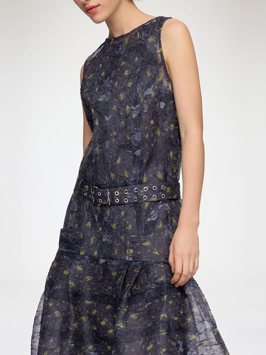 GANNI
Shibori Organza Belted Long Dress