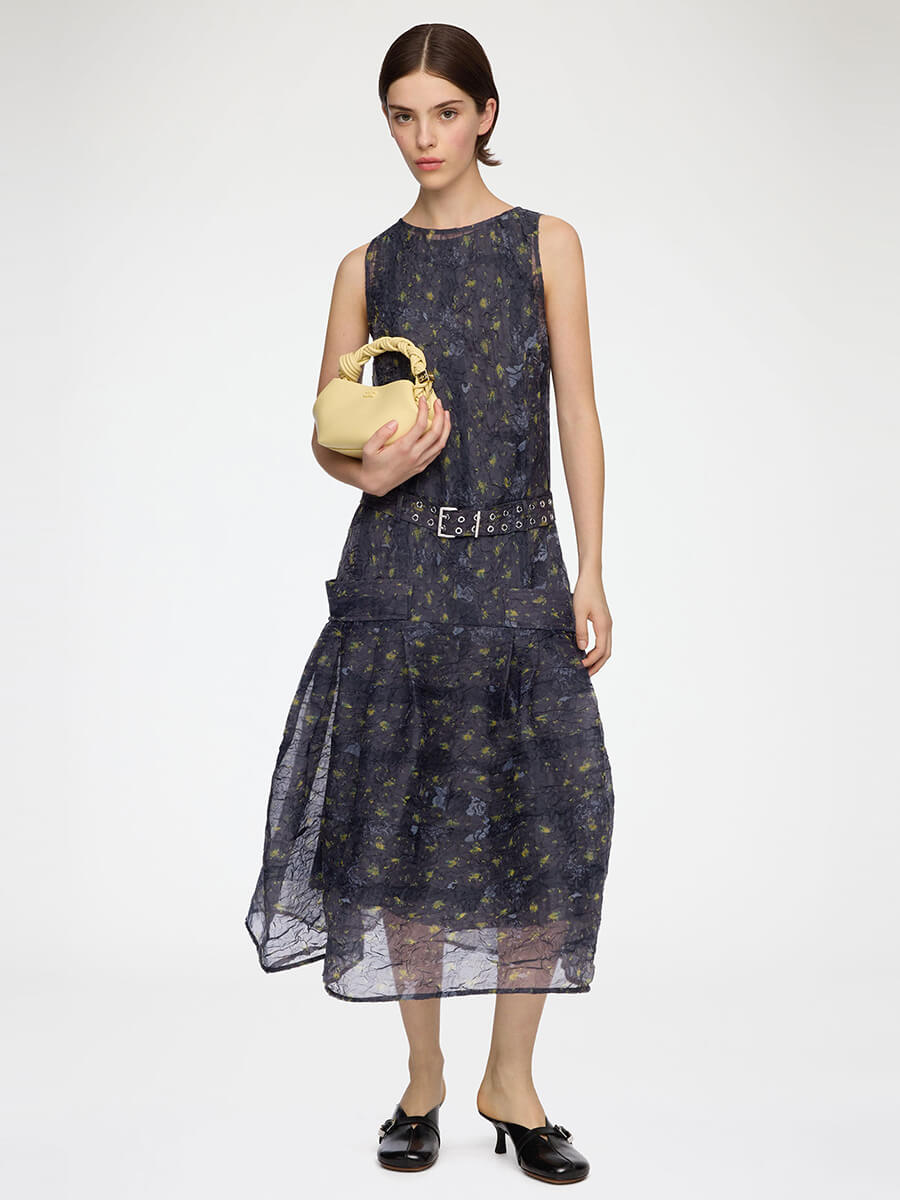 GANNI
Shibori Organza Belted Long Dress
